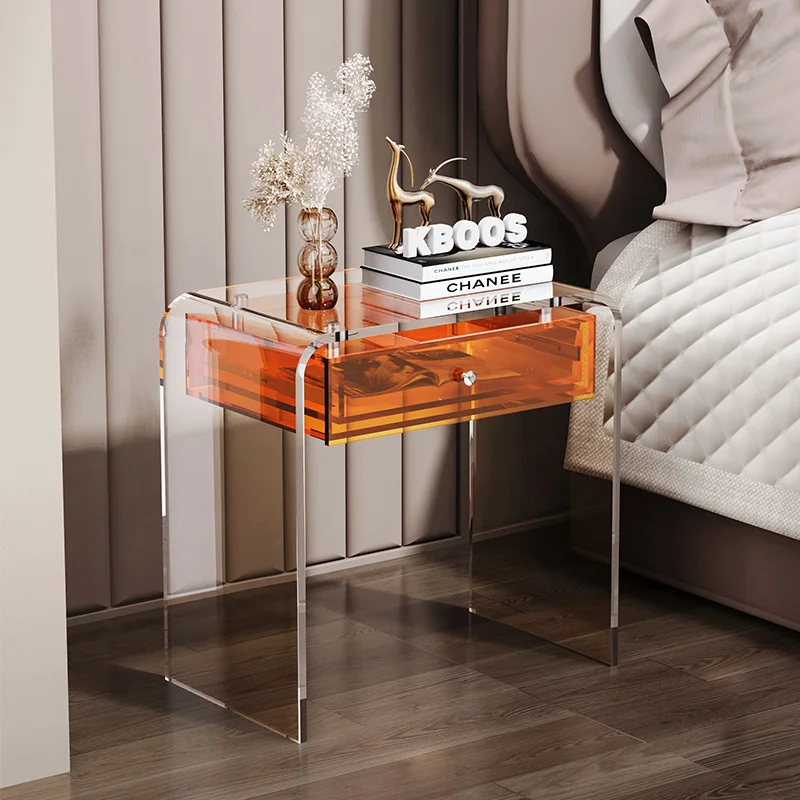 Nightstand Luxury Acrylic Comfortable With Drawers Bedroom Bedside Table Storage Cabinet Mobile Furniture Livingroom Small Table