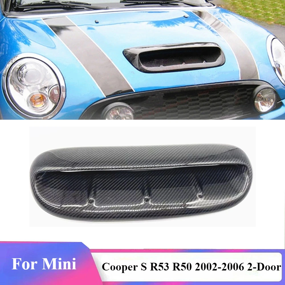 Front Engine Air Vent Trim Cover Carbon Fiber Car Upper Hood Bonnet Scoop Outlet Cap For Mini Cooper S R53 R50 2002-2006 2-Door