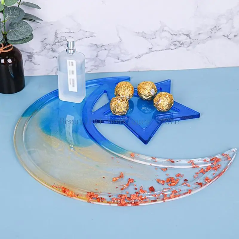 U4LF Moon Star Silicone Mold Hand-Making Unique Resin Trays Moulds Silicone Texture Suitable for Gifts and Embellishments