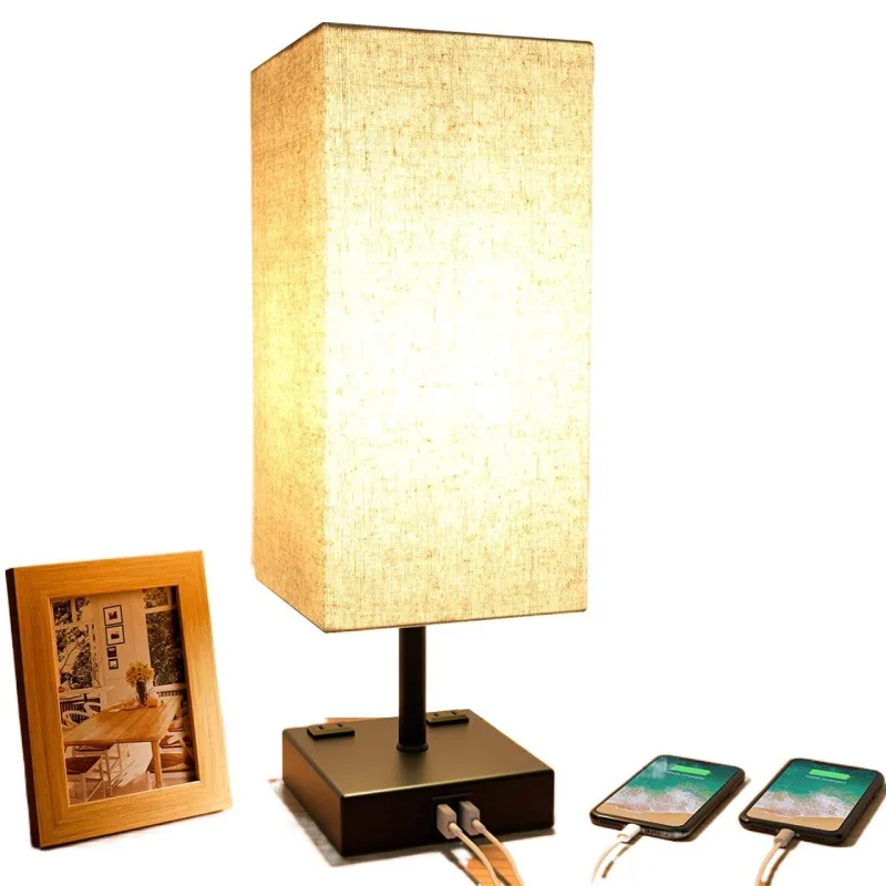 Retro bedroom bedside lamp American modern minimalist creative desk Warm touch control small table lamp cross-border eBay