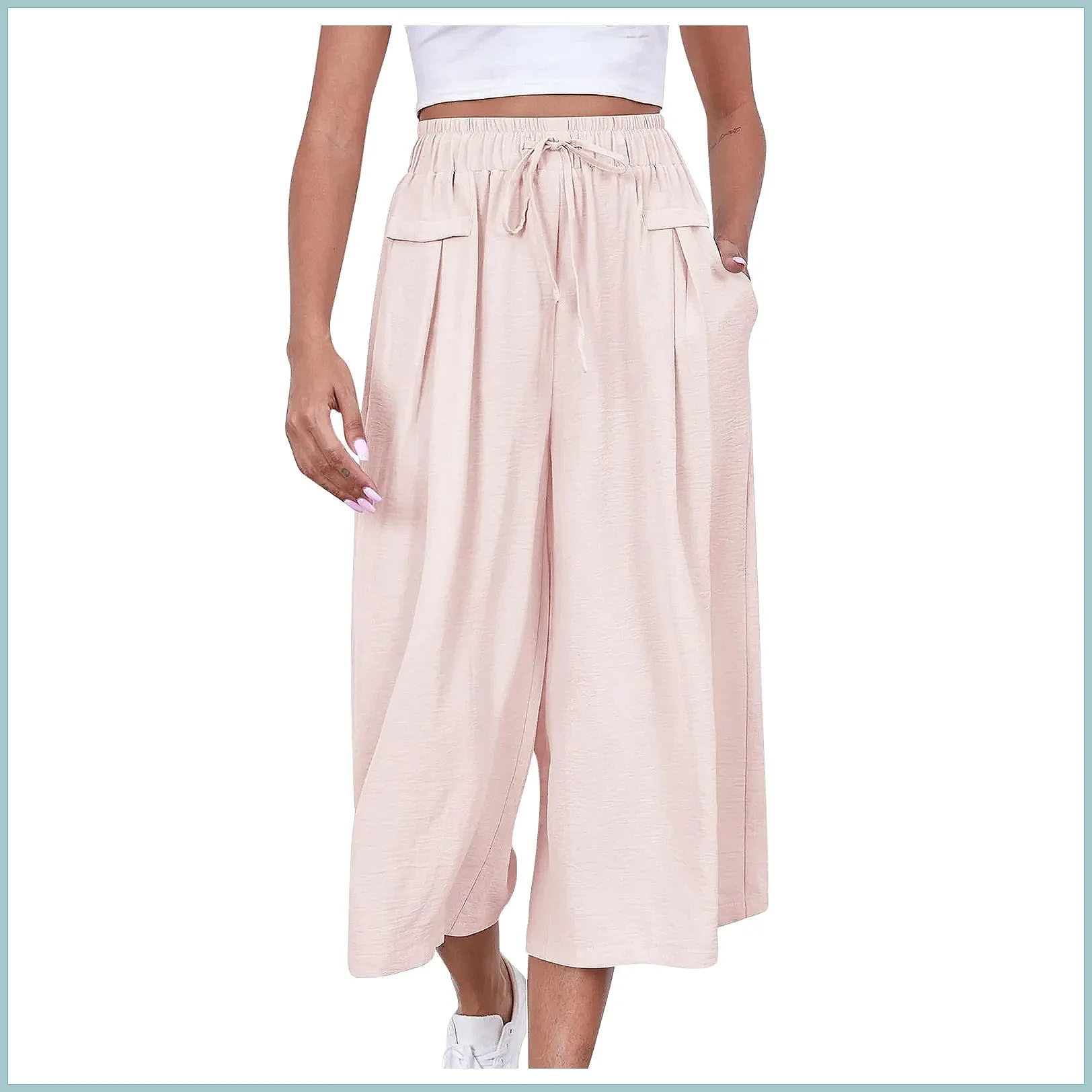 Women's Wide Leg Palazzo Pants - Flowy Summer Beach Yoga Pants, Loose Casual & Versatile Daily Wear