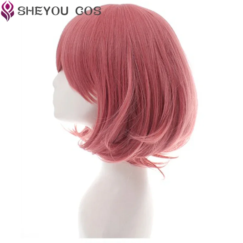 Anime Noragami emute Kofuku wigs cosplay costume women Girl short pink curly hair heat resistant cosplay costumes wig wig cap