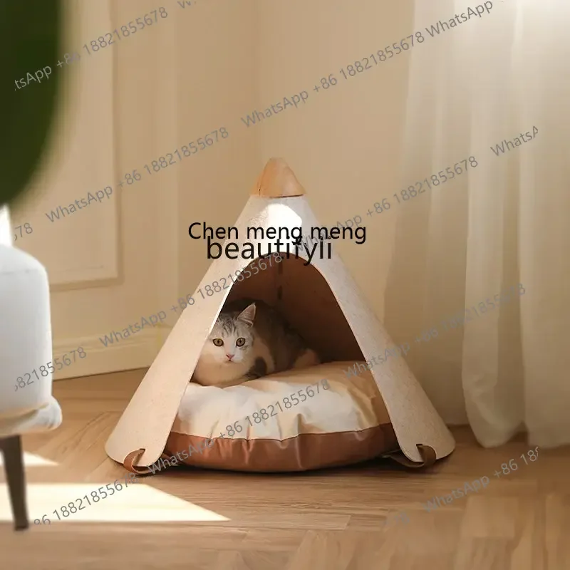 cn8350 LHY yj Cat Nest Four Seasons Universal Removable and Washable Semi-Enclosed Cat House Pet Bed