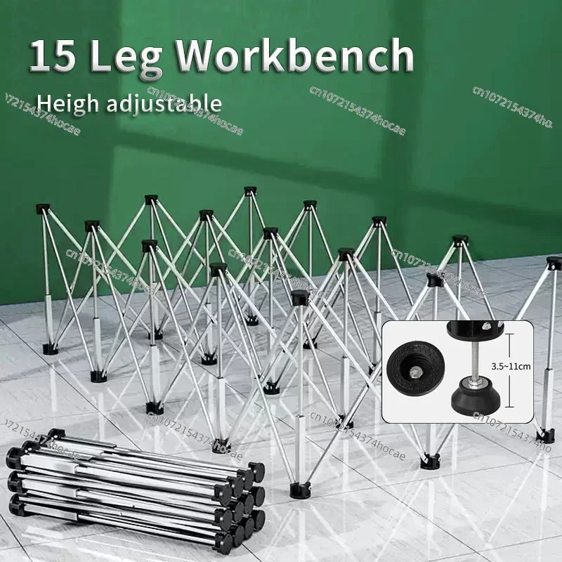 73-82 cm workbench 15-legged retractable portable folding work table with storage bag, woodworking construction camping