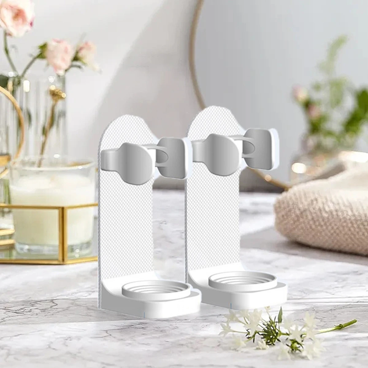 Adhesive Style Non Perforated Toothbrush Storage Rack Wall Mounted Electric Toothbrush Holder Bathroom Storage Rack