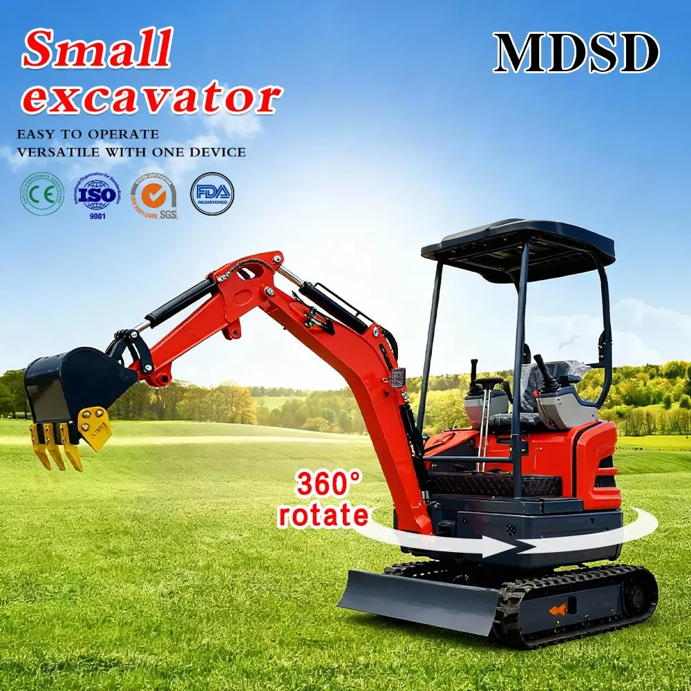 حفار صغير خفيف الوزن 0.8-2 طن حفار صغير سهل التشغيل حفارة صغيرة CE/EPA لتجديد الخنادق في الفناء الخلفي للمنزل
