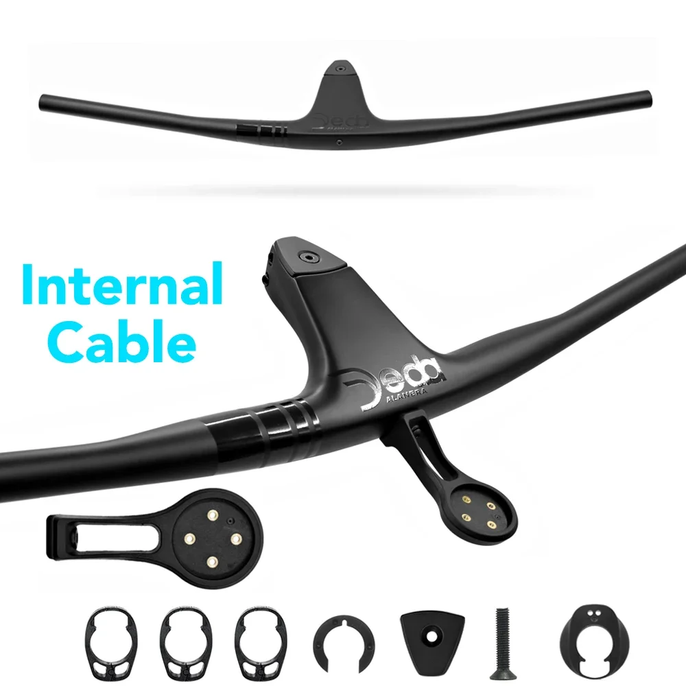 

DED Black Logo Internal Cable Full Carbon Fibre Integrated Cockpit -17° 50mm-90mm MTB Carbon Handlebar For MTB XC With Mount