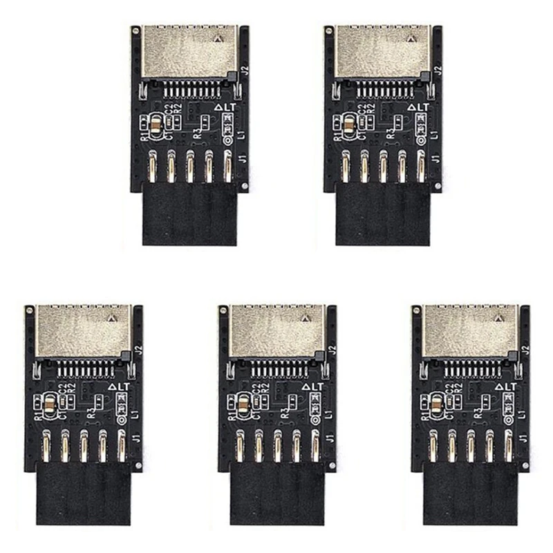 5X Motherboard USB2.0 9Pin To TYPE-C A-KEY Front Connector Converter USB3.2 TYPE-E Interface Adapter Extender Card