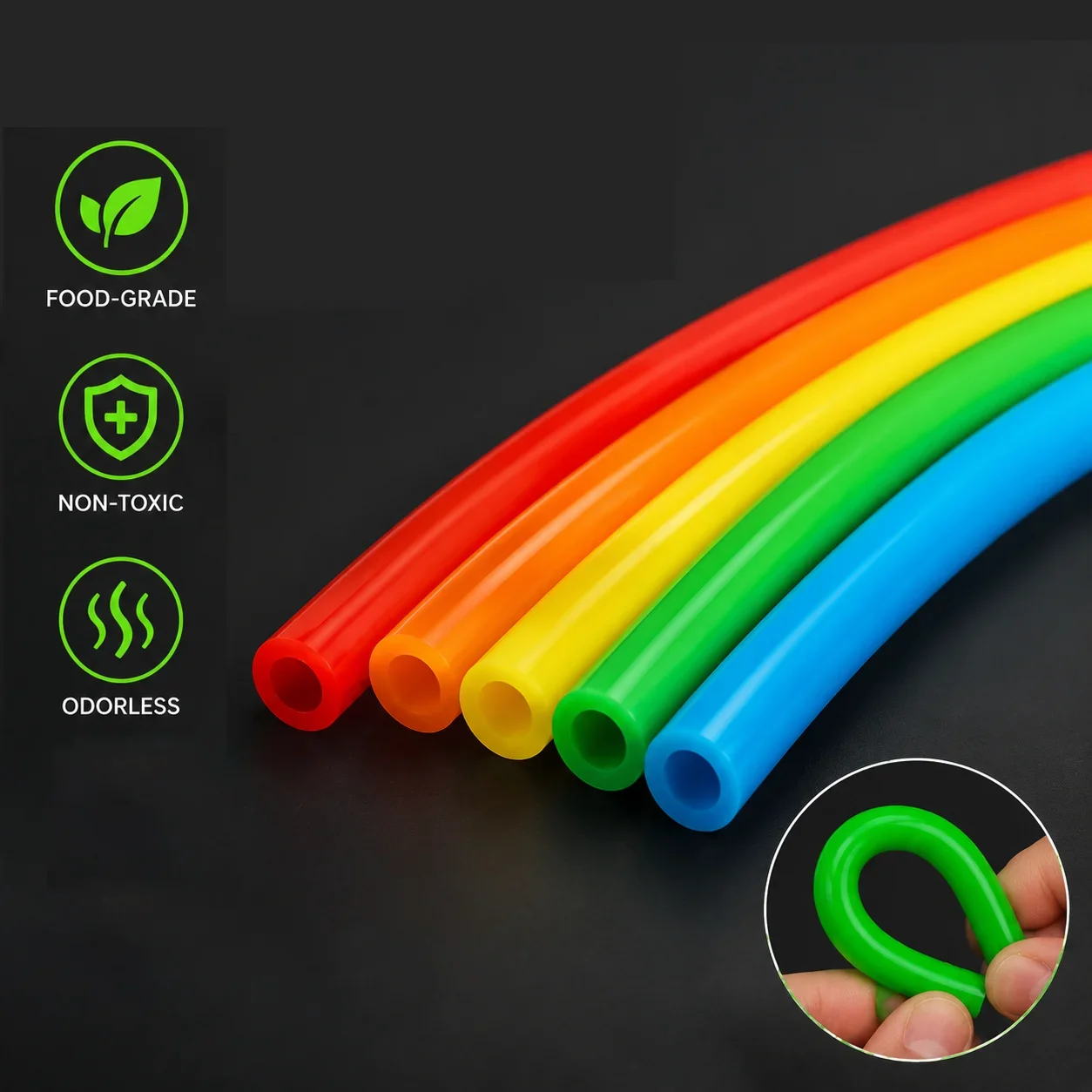Heat Resistant Colorful Food Grade Silicone Tube ID 2 3 5 6 8 10 12mm Flexible Drink Pipe Water Connector Nontoxic Silicone Hose