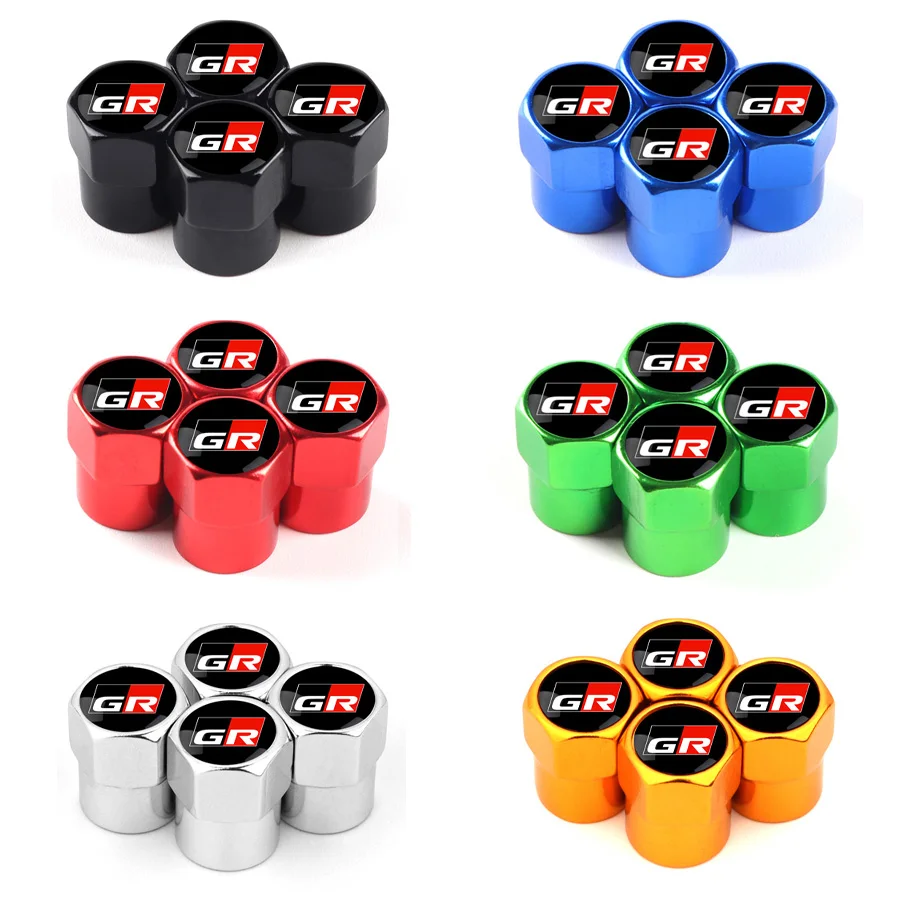 4Pcs Car Wheel Tire Valve Stem Caps Air For GR Sport Yaris 86 Corolla Camry Hilux Supra C-HR Highlander RAV4 Tyre Accessories