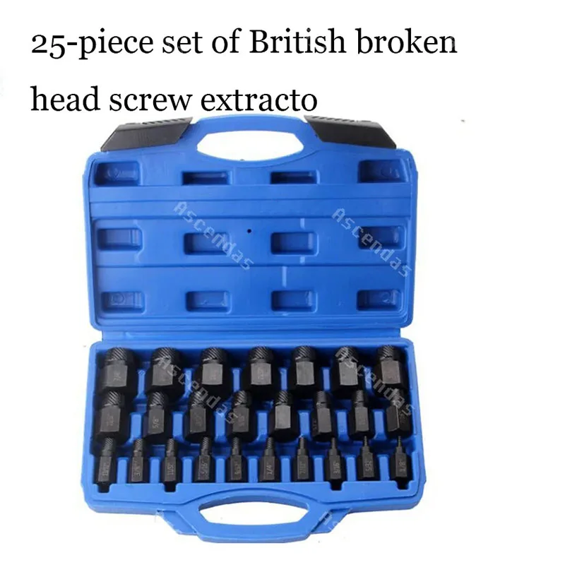 25pcs New Damaged Screw Extractor Hexagon Bolt Removal Tool Inch Broken Head Screw Extractor