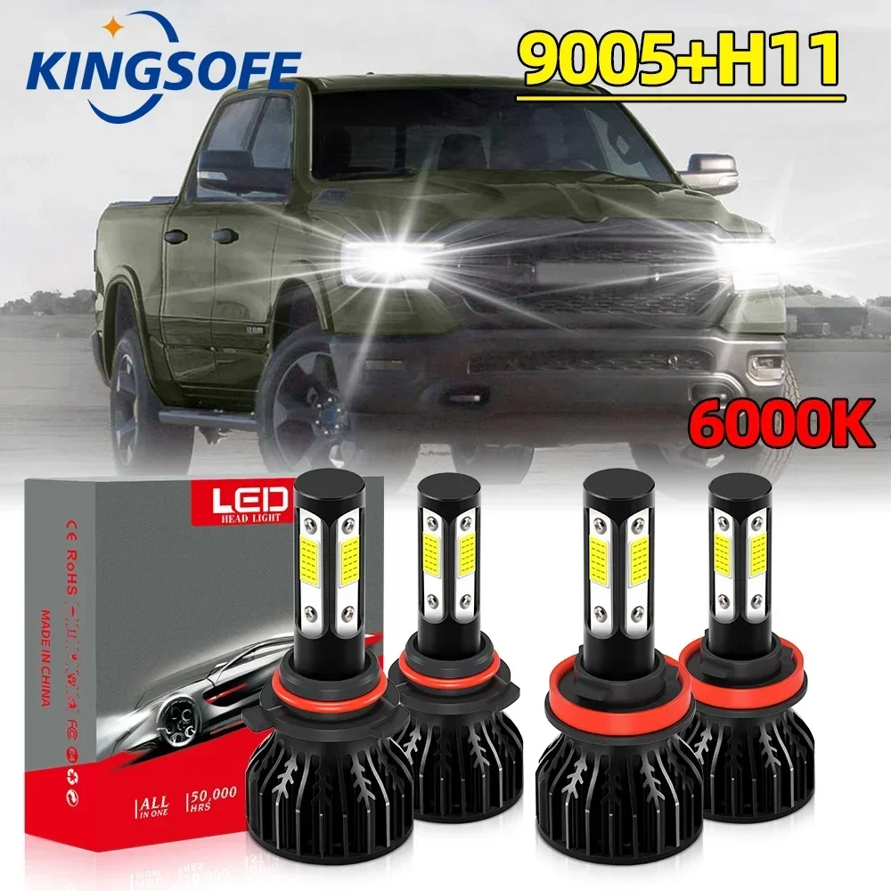 Car Bulbs Fit For Dodge-Ram 1500&2500 2011-2017 LED Headlight+Fog Light 9005/ HB3 H11 9145 Bright COB Chip 6000K White Plug-Play