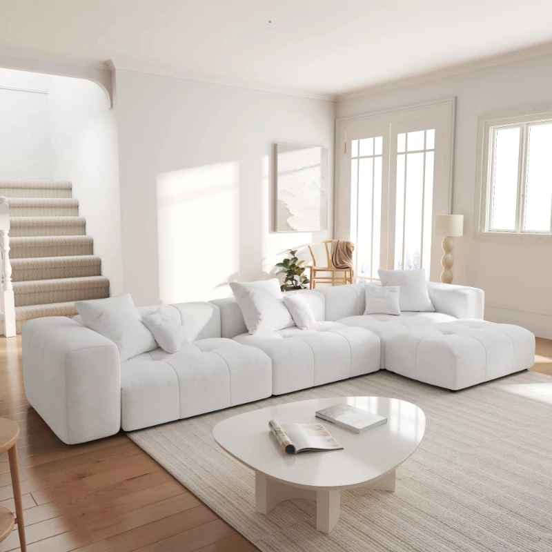 

Living Room Apartment Furniture Vacuum Compression Nordic White Modular Combination Sofa