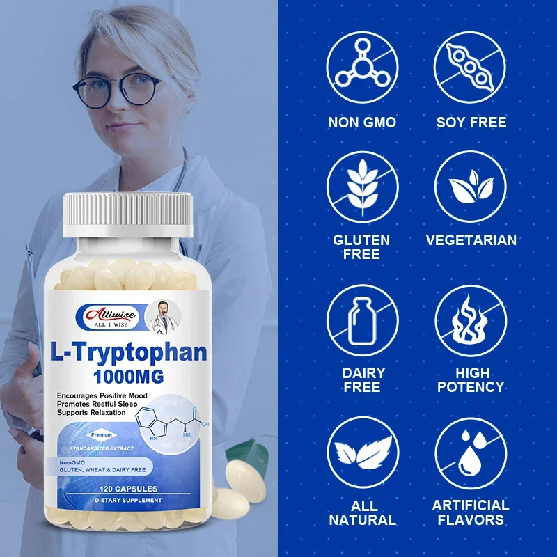 Alliwise T-tryptophan Capules Relieve Insomnia Help Fall Asleep Quickly  Improve Sleep Quality Improve Mood Relieve Stress