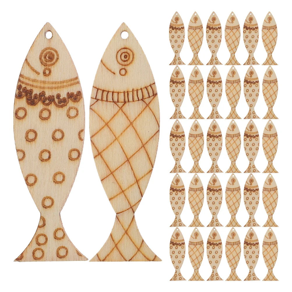 

100Pcs Mediterranean Style Wooden Fish Cutouts Unfinished DIY Craft Supplies Blank Hanging Ornaments for Home Classroom