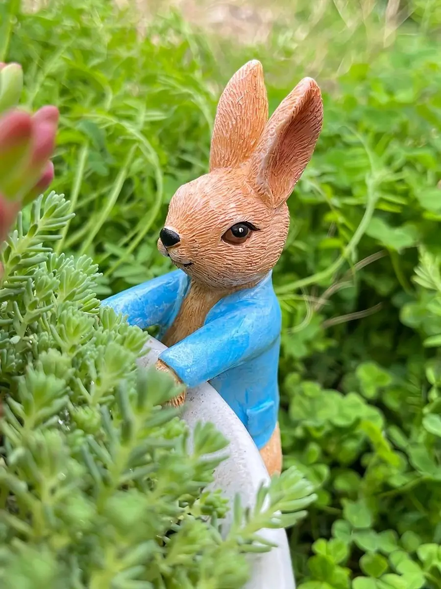 1 Stück Harz-Skulptur Hase Gartendekoration, Tierfigur aus Kunstharz für den Außenbereich, geeignet für Gärten, Rasenflächen und Terrassen - keine Batterien erforderlich, Innen- und Außenbereich, Gartendekorationen für draußen. – Detail 1
