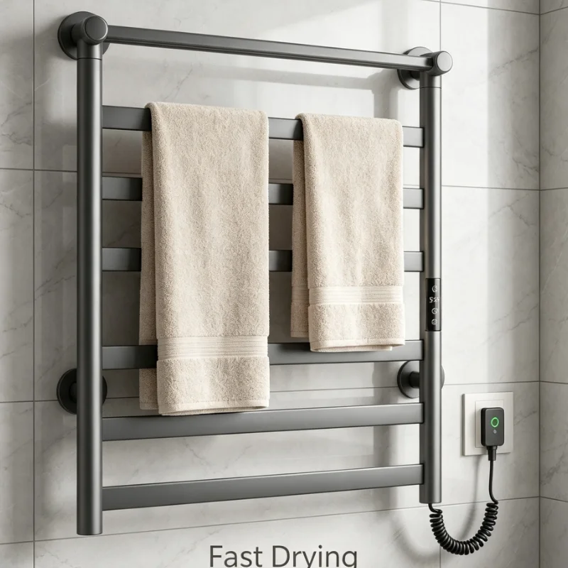 Electric Heated Towel Rail Wall Mounted Bathroom Warmer Drying Rack Smart Control Gun Gray Finish Easy and simple-to-use tools