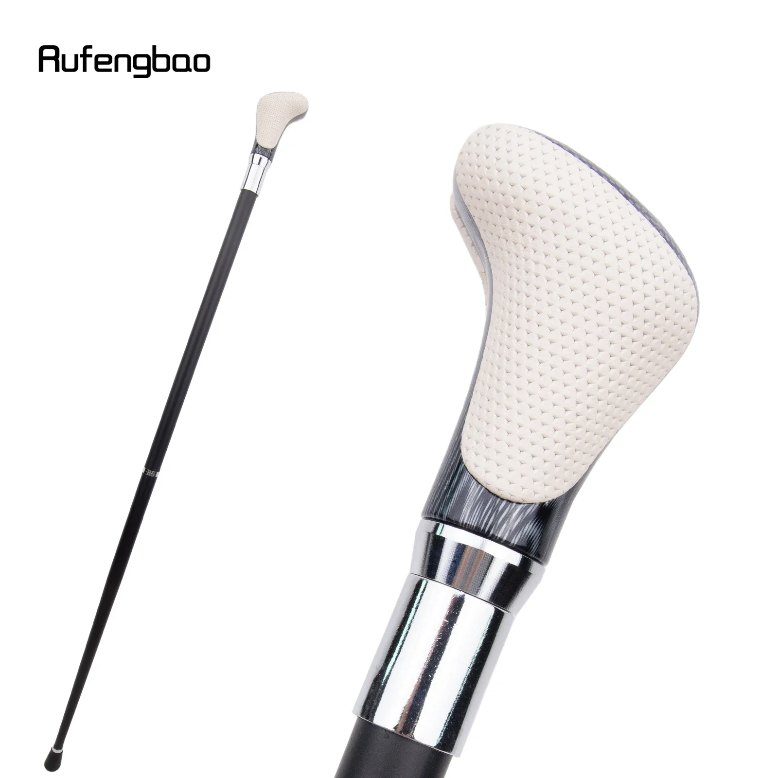 White Black Leather White Walking Cane Fashion Decorative Walking Stick Gentleman Elegant Cosplay Cane Crosier 94cm