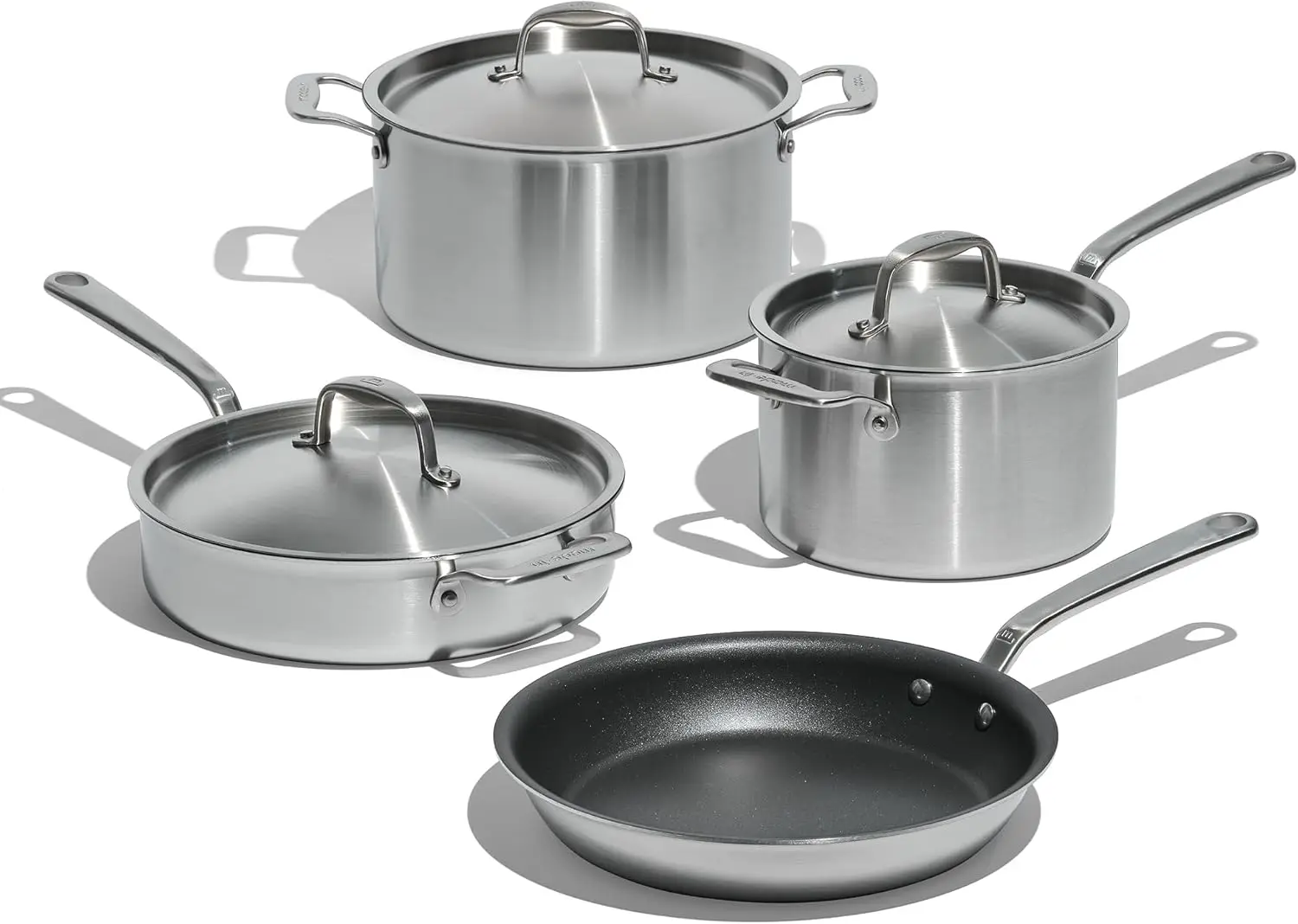 Made In Cookware - 7 Piece Procoat Non Stick Pot And Pan Set (Graphite) - 5 Ply Stainless Clad - Includes Stock Pot, Saute Pan,