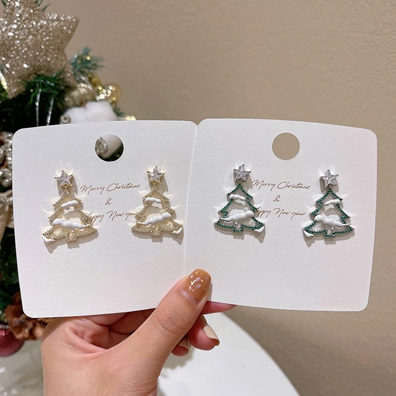 New Christmas Tree Series Light Luxury New Year Earrings, niche design, high-end earrings