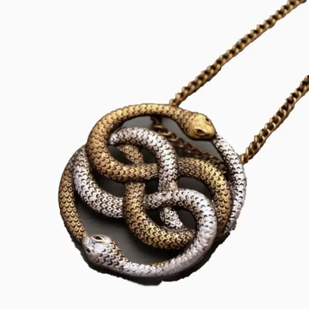 Vintage Fashion Punk Twisted Snake Pendant Necklace Jewelry Women\'s Men\'s Snake Knot Articulated Snake Pendant Chain Accessories
