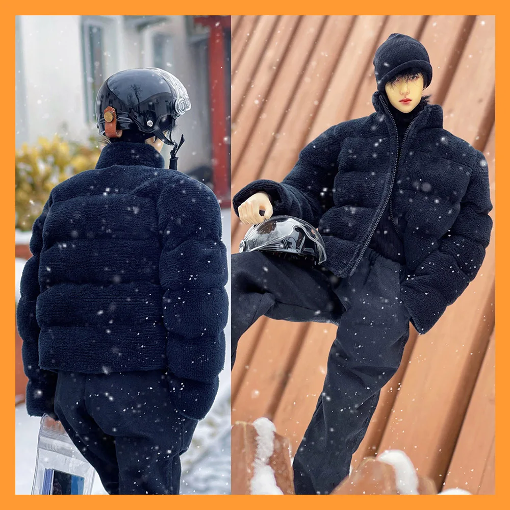 Giacca da moto addensata da uomo in cotone Casual con colletto alla coreana in lana di agnello maschile in scala 1/6 per modello di corpo Action Figure da 12 pollici