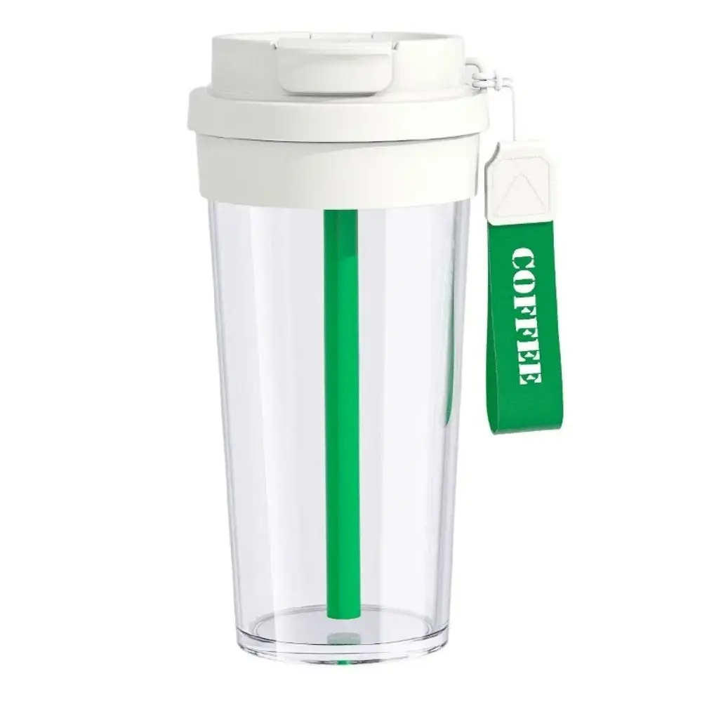 Transparent Sports Water Bottle with Straw 580ml Portable Sport Tea Cup Leak-proof Tritan Fitness Drinking Cups Outdoors