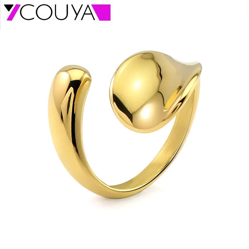 Anel de aço inoxidável dourado ajustável para mulheres, anel aberto de prata de super qualidade para homens, presente de aniversário de natal da moda 2025
