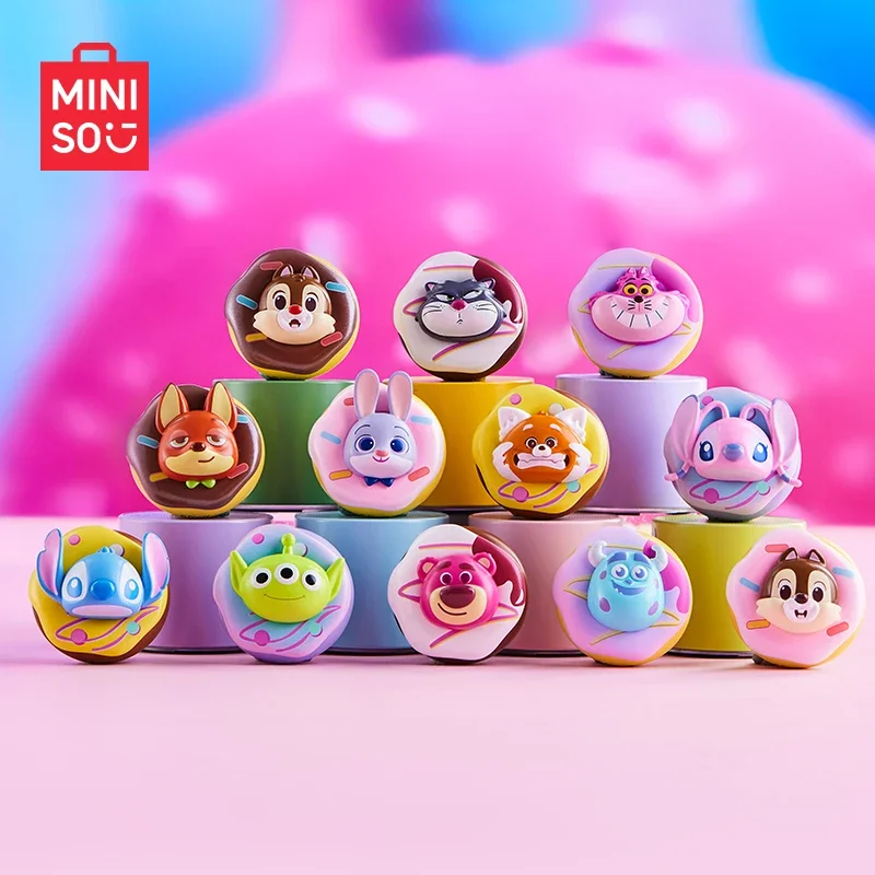 MINISO Disney Blind Box Fun Donut Series Fridge Magnet Ornament Mystery Box Children's Day Christmas Gift Toys Genuine Products