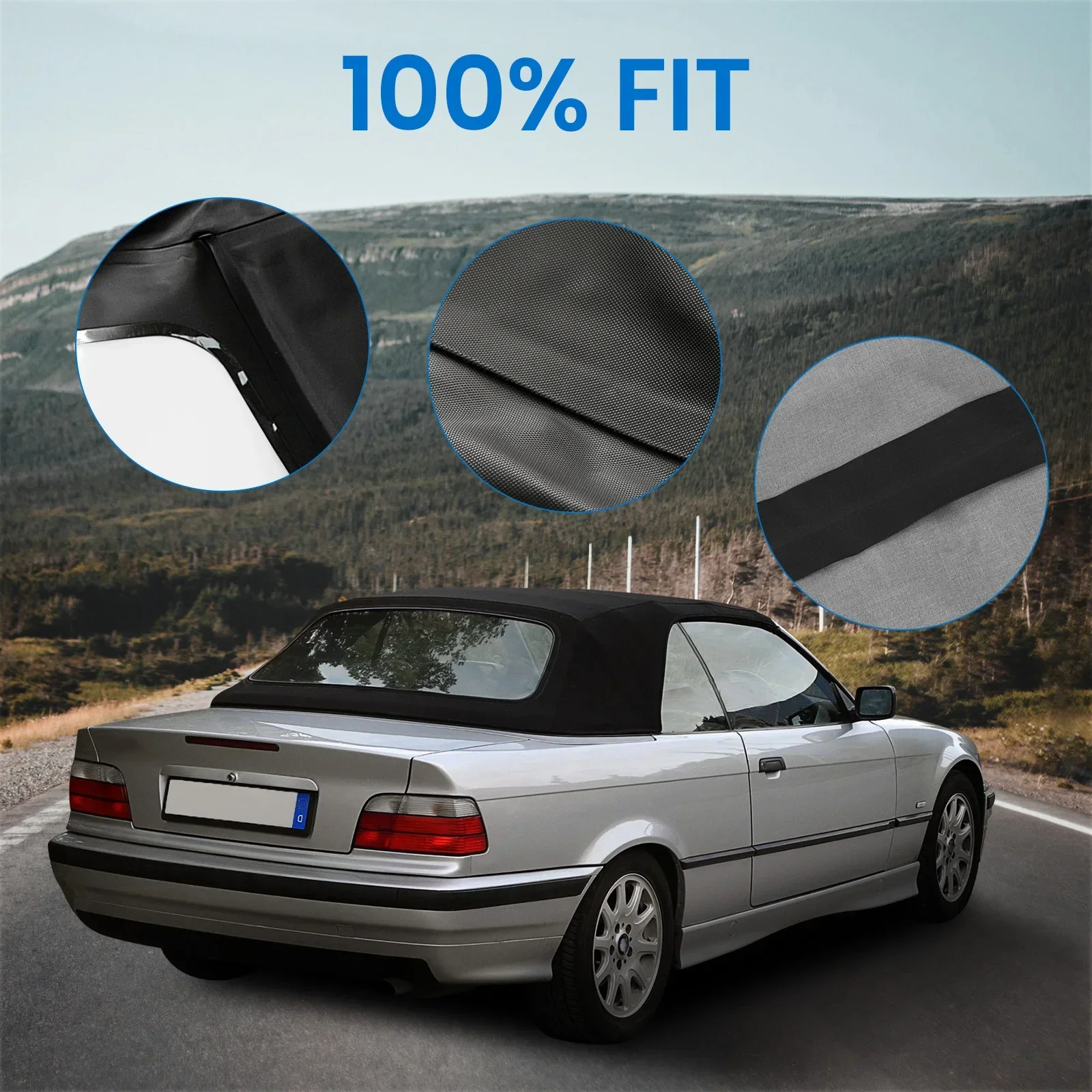 

Convertible Soft Top w/Heated Glass Window Black for BMW E36 318i, 320i, 323i, 325i, 328i High Perfermance