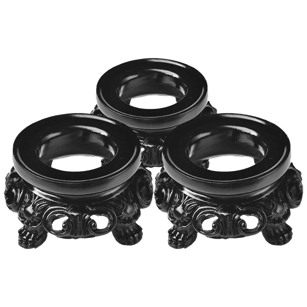 

3pcs Crystal Ball Base Display Stand Black Pedestal Retro Style Resin Material Home Office Decor Sphere Holder