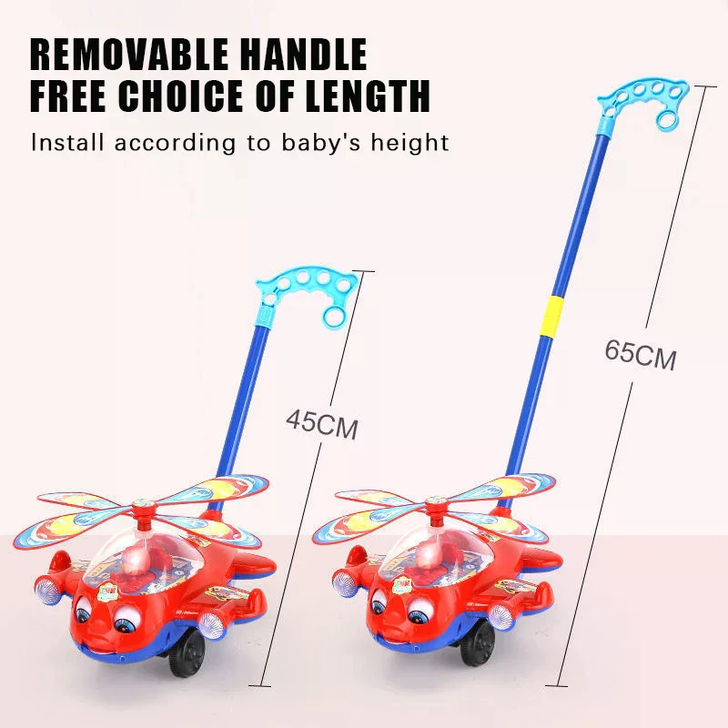 Airplane Baby Push Walker Toy Hand Push Learning Walking Toy With Rotating Propeller For Toddler Balance Training Indoor Play view 5