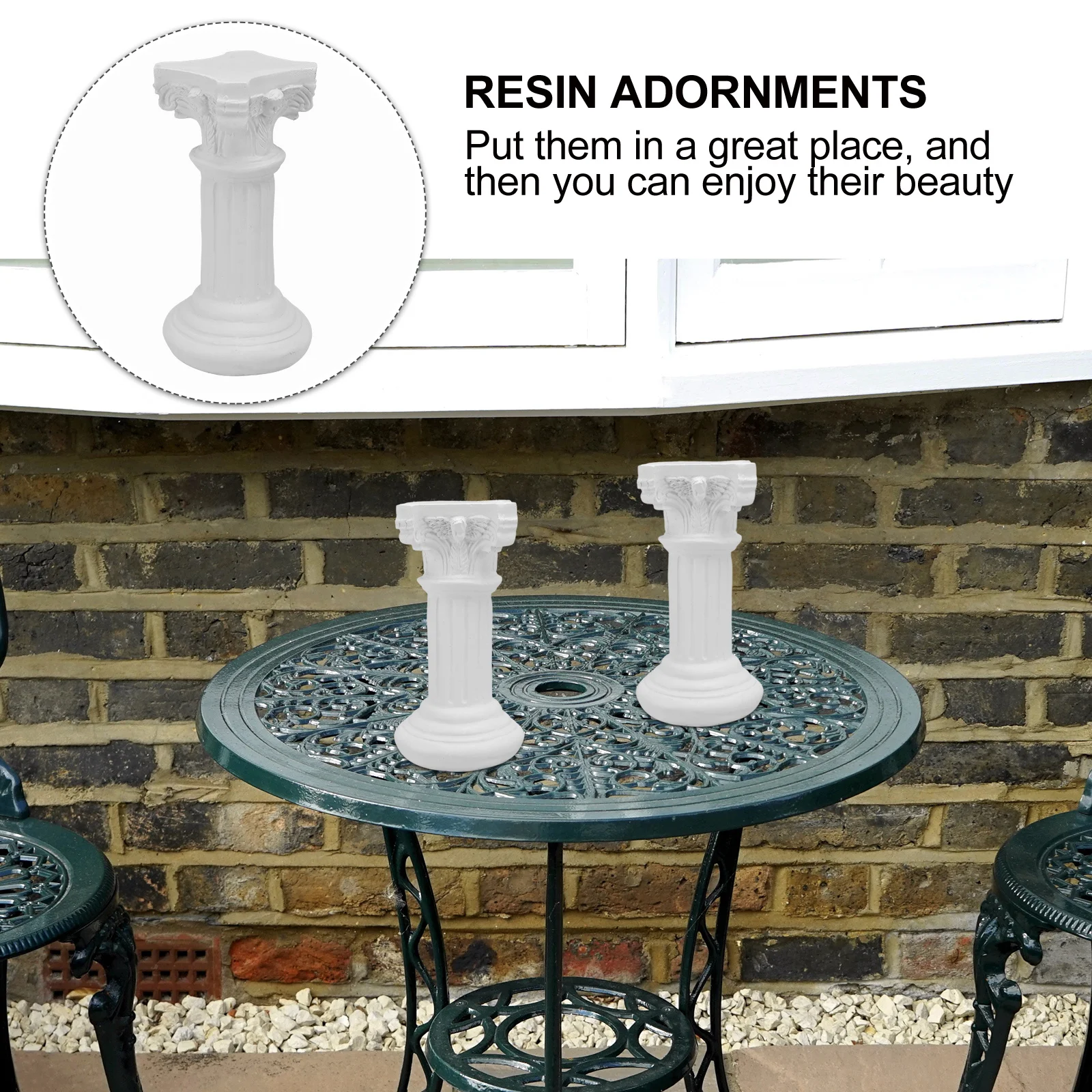 2Pcs Resin Angel Crafts European Classic Roman Column Decorative Crafts Garden Home Landscape Ornaments Roman Column Ornaments