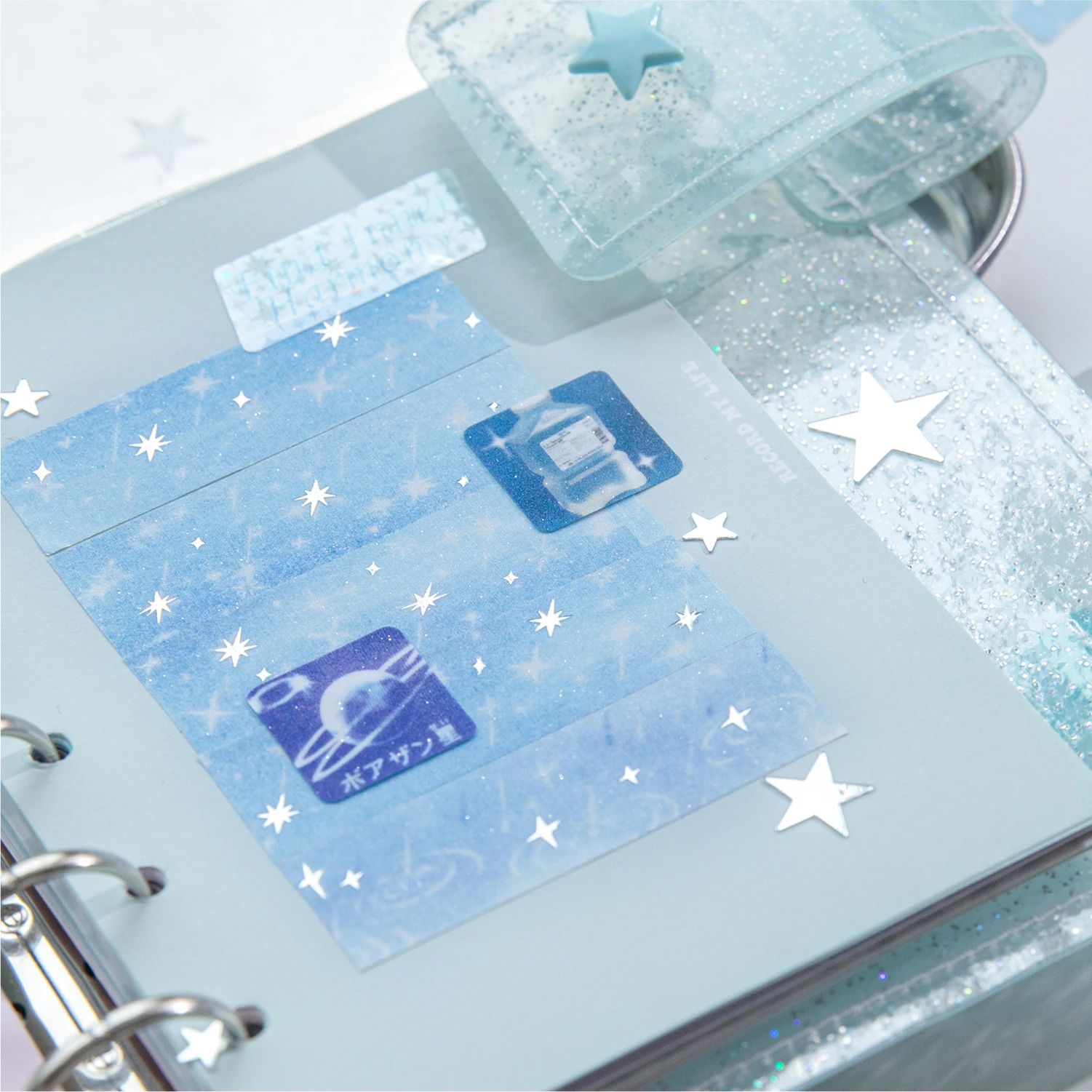 

200cm/roll Kawaii Stationery Stickers Sparkling Sand Washi Silver Mask Tape DIY Scrapbook Diary Album Aesthetic Supplies