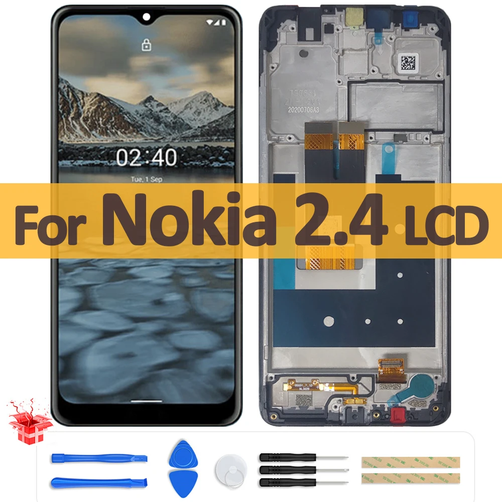 6,5-Zoll Original LCD-Bildschirm für Nokia 2.4 (T99651) – Komplette Reparaturlösung mit Rahmen und Touchscreen-Modul