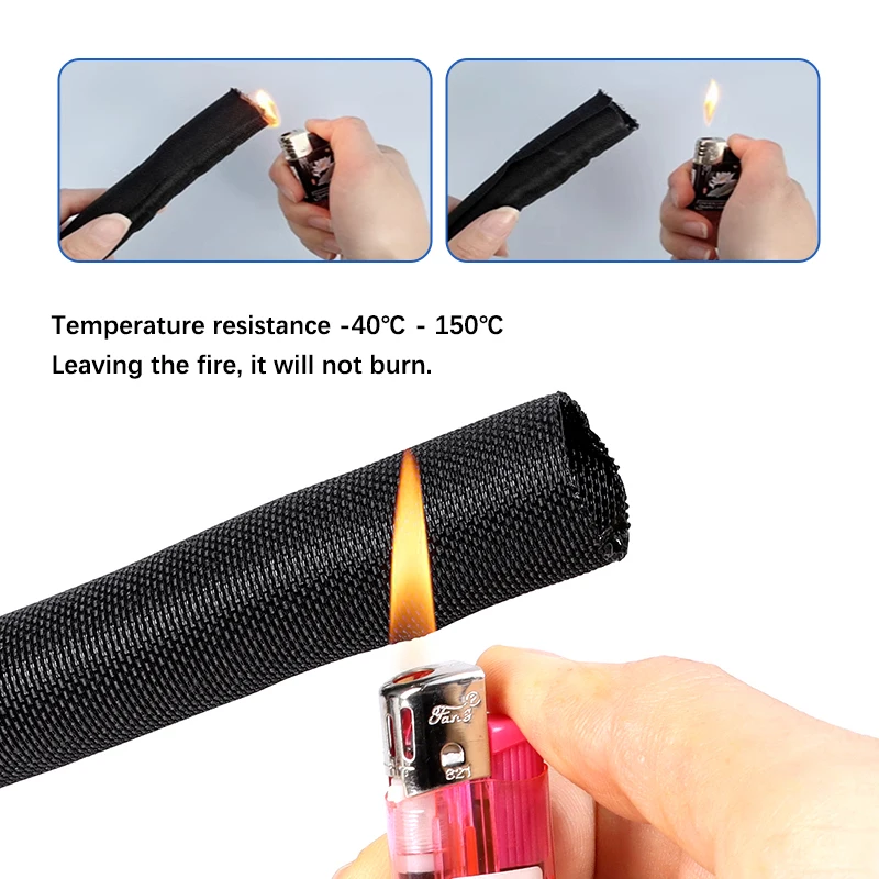 1~10m Self Closed PET Braided Cable Sleeve 3mm-38mm Expandable Car Line Wrap Protect Auto Wire Organizer Flexible Split Sleeved