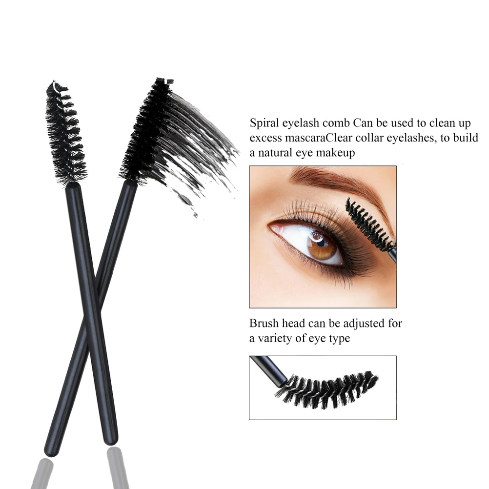 

50 Pcs Eyelash Brush Mascara Kit Disposable Pack Black Wands Makeup Beauty Tool Set