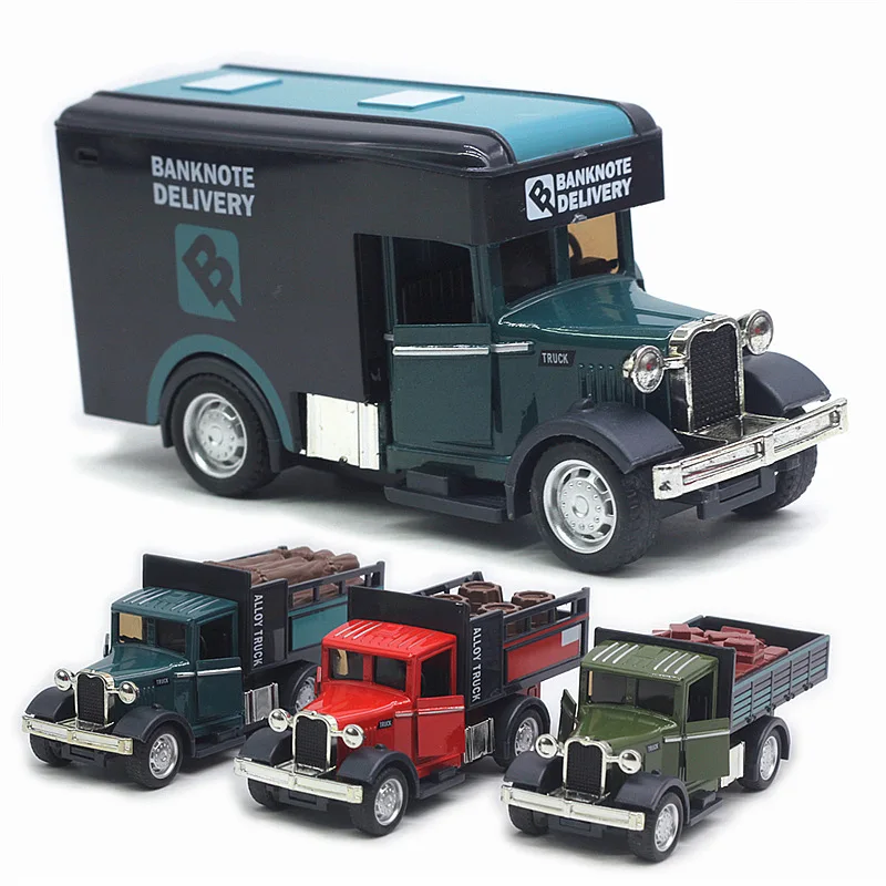 

Alloy retro American transport car model classical vintage car sound and light car model toy gifts are hot selling
