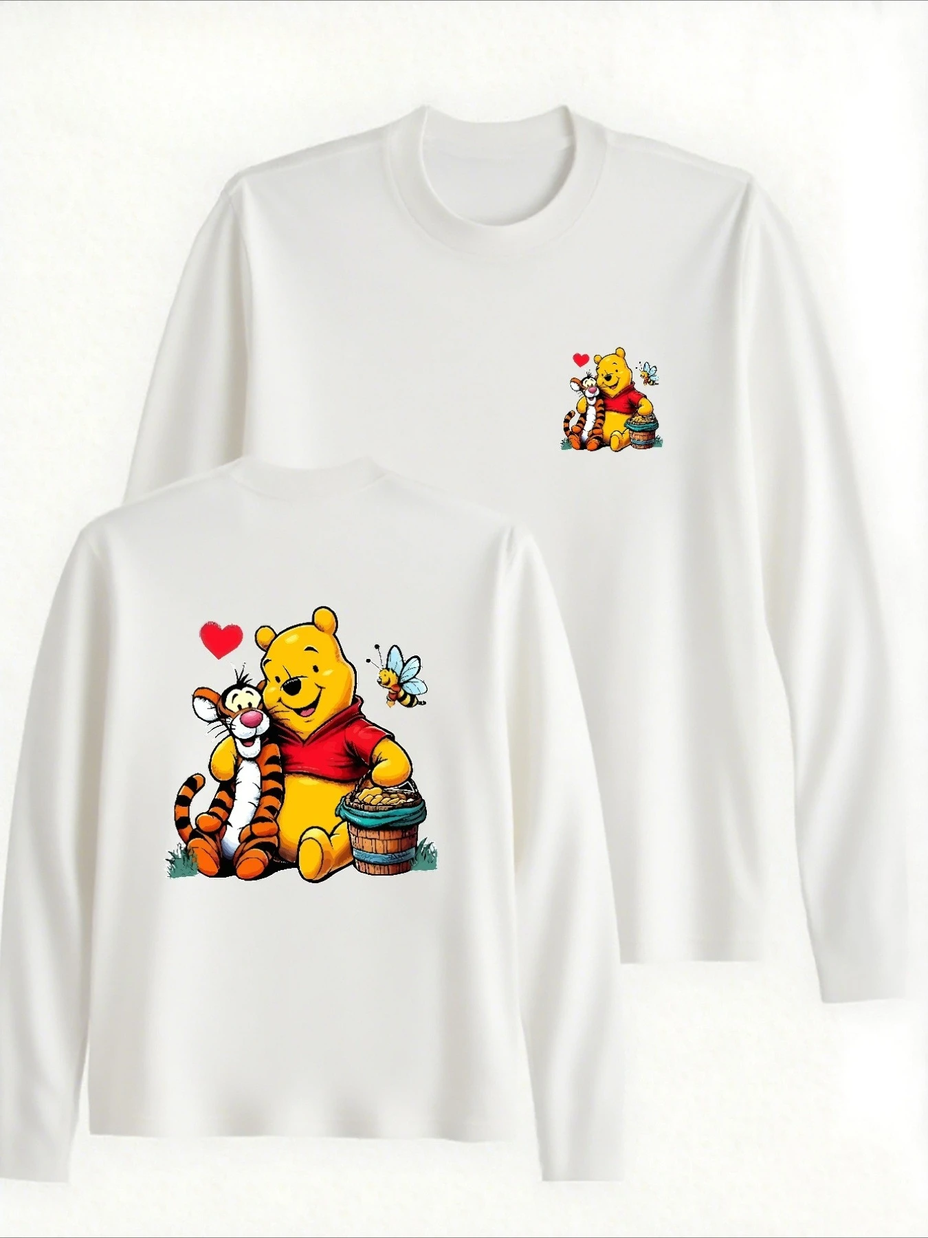 2025 ديزني ويني ذا بوه طباعة البلوز الرجال والنساء جولة الرقبة طويلة الأكمام البلوز الكرتون القمم عارضة الإناث هوديي