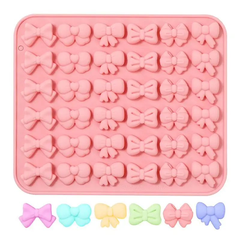 Bow Silicone Molds With 6 Different Shapes, 36-Cavity Bow Chocolate Fondant Mold For Bowknot Cupcake, Cake , Sugar Craft