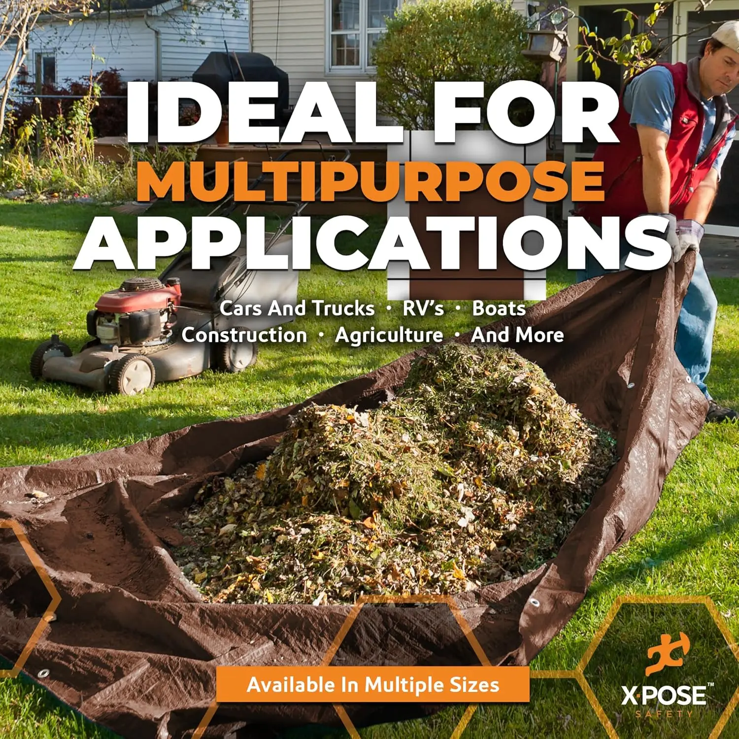 30' x 50' Super Heavy Duty 16 Mil Brown Poly Tarp Cover – dicke, wasserdichte, UV-beständige, reiß- und reißfeste Plane mit Grom