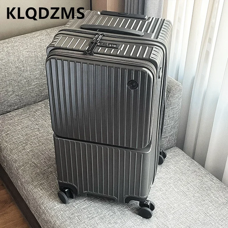 Klqdzms Reiß verschluss gepäck USB-Lade koffer Front öffnung Laptop-Trolley-Koffer 20 "24" 26 "28" 30 Zoll Koffer mit großer Kapazität