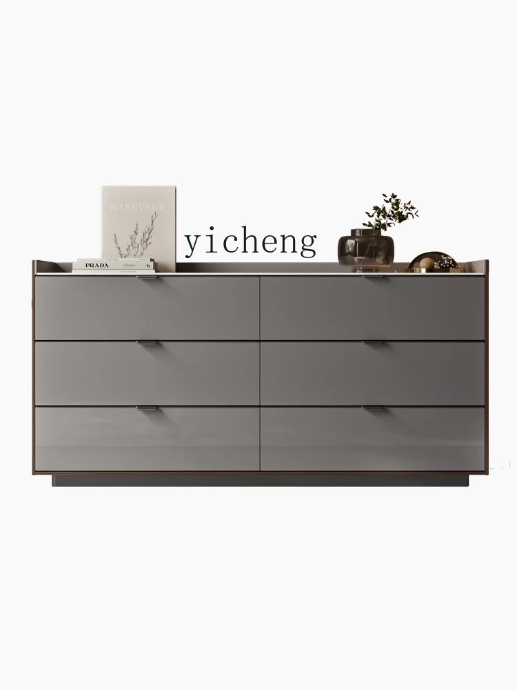 ZC Minimalist Stone Plate Chest of Six Drawers Storage Chest of Drawer Modern Sideboard Storage Household Entrance Cabinet