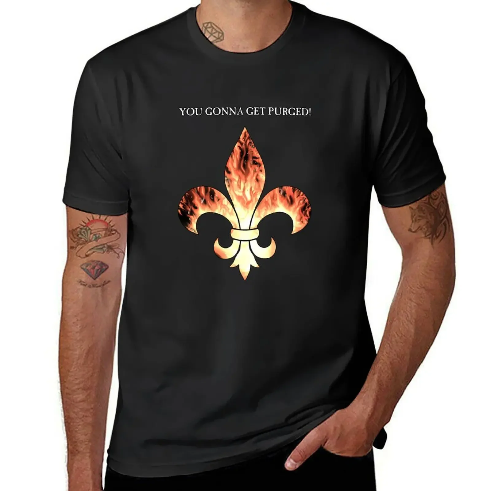 Flaming Fleur De Lis Purge! T-Shirt oversized t shirt plain graphic tee shirt plus size tops mens graphic t-shirts anime