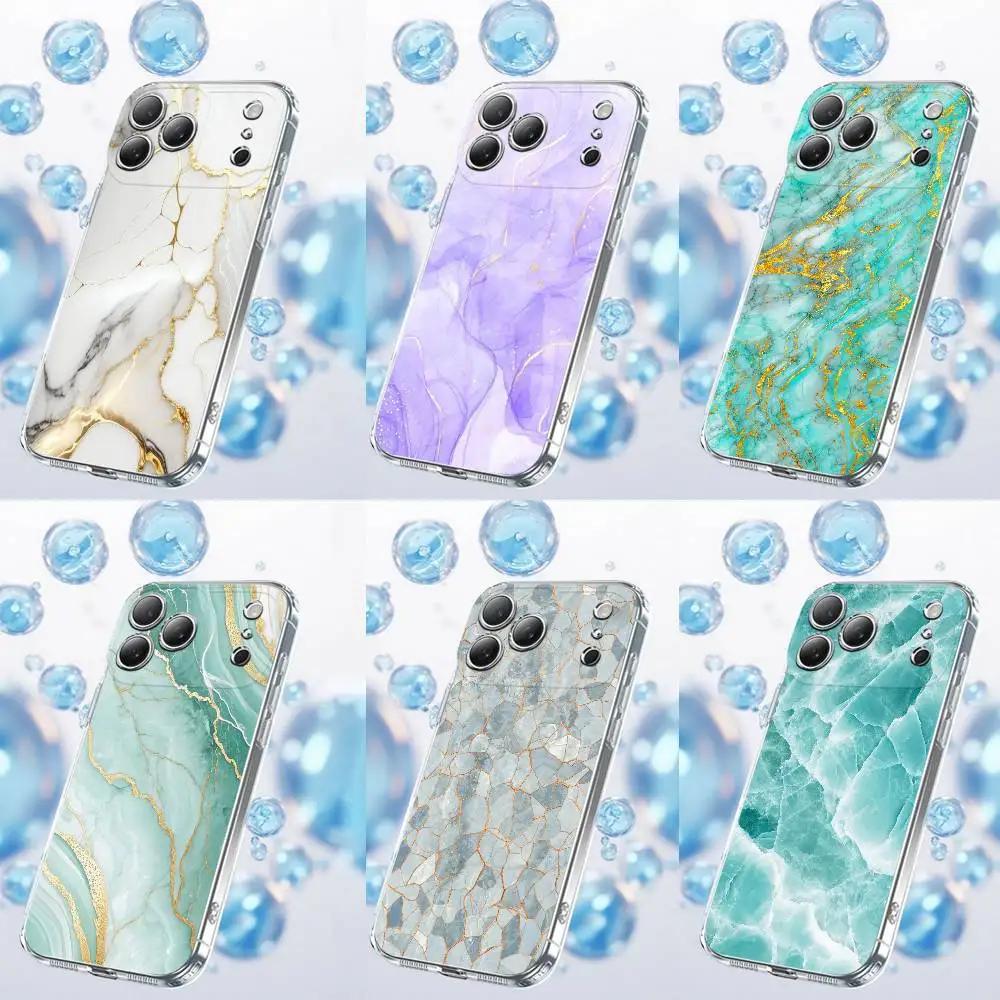 

Fashion Geometric Marble Phone Case For iPhone 17,16,15,14,13,12,11 Plus,Pro,Max,Plus,E,SE4,Air,Mini Transparent