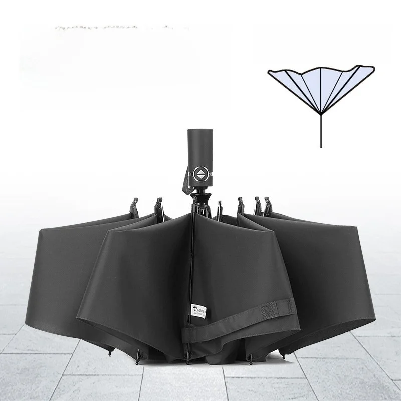 

Auatic Складной зонт Bla Клей Солнцезащитный зонт от дождя Мужской женский двухслойный зонт Зворотный зонт для всех Se...