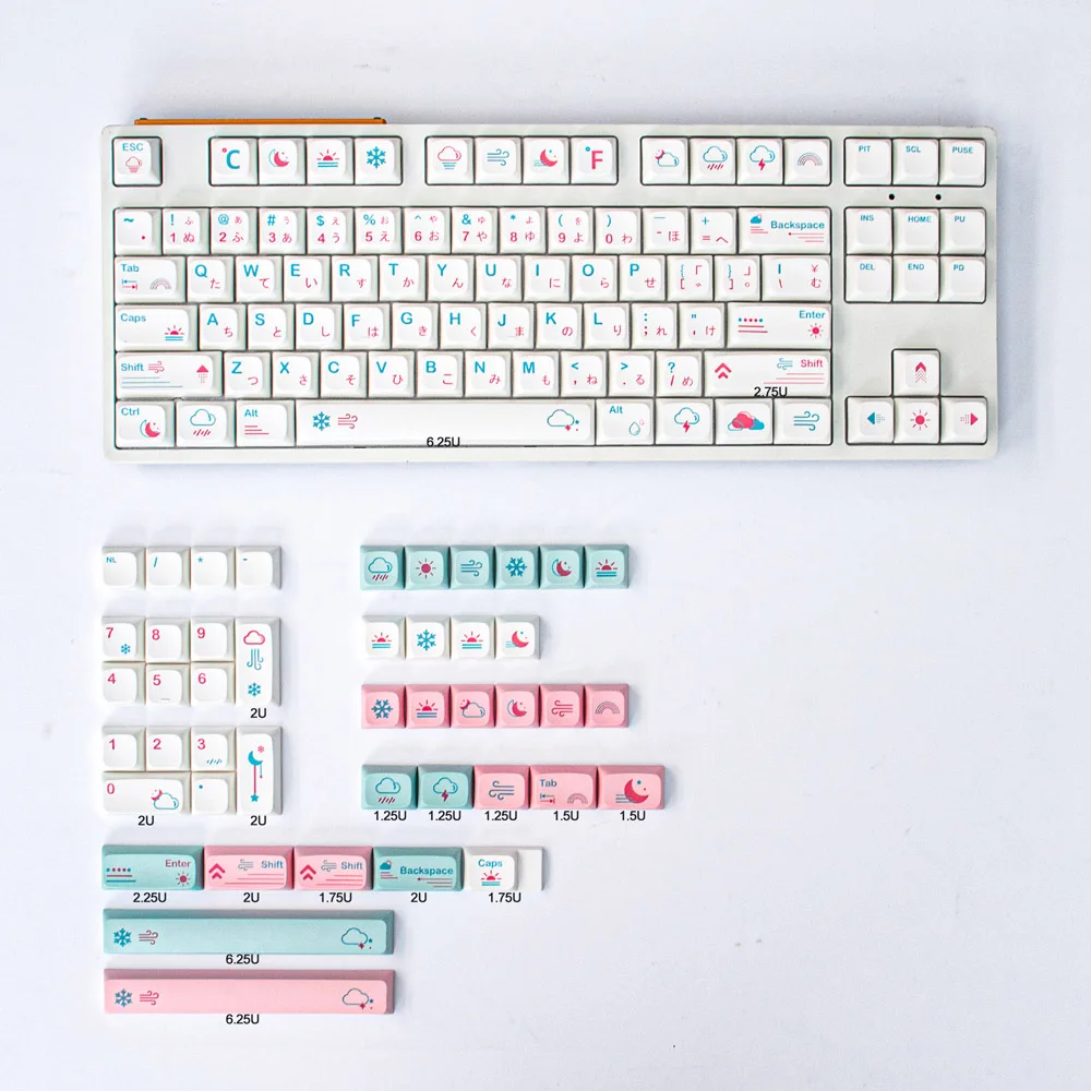 XDA Weather Keycaps PBT Dye Sub Keycap Japanese 132 Keys For Cherry Mx Switch Gaming Mechanical Keyboard Custom DIY Tester68