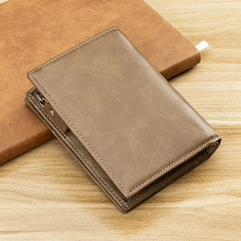 Vintage Multi-Function Men's Wallet Short Zipper Male Coin Purse Large Capacity Card Holder Wallet Business Money Clip