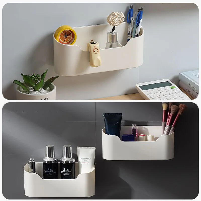 Multifunctional Cabinet Door Storage Shelf Sticky Wall Mounted Storage Box Bathroom Cosmetic Sundry Organising Organiser