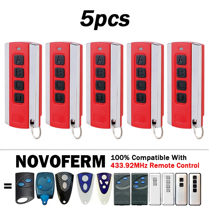 Compatível com NOVOFERM NOVOTRON MNHS433-02 MNHS433-04 502 504 522 524 512 MAX43-2 433.92MHz Controle remoto para porta de garagem/portão